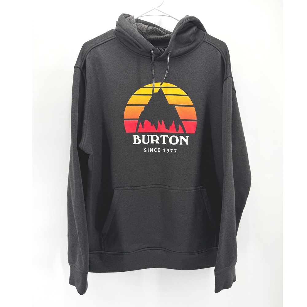 Burton Underhill Hoodie Gray Mountain Sunset Fleece Pullover Board Ski Men M
